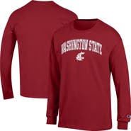 Champion Men's Champion  Crimson Washington State Cougars Arch Over Logo Long Sleeve T-Shirt
