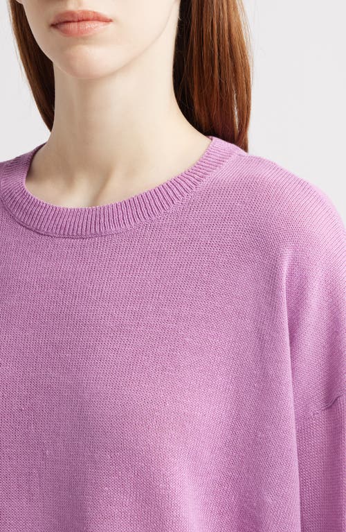 Eileen Fisher Crewneck Organic Linen & Organic Cotton Sweater In French Lilac