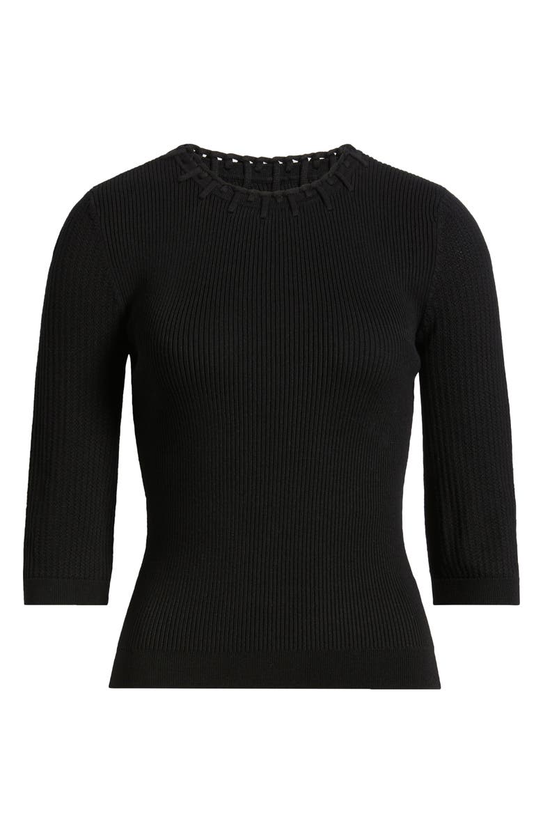 Wit & Wisdom Elbow Sleeve Rib Sweater, Alternate, color, Black