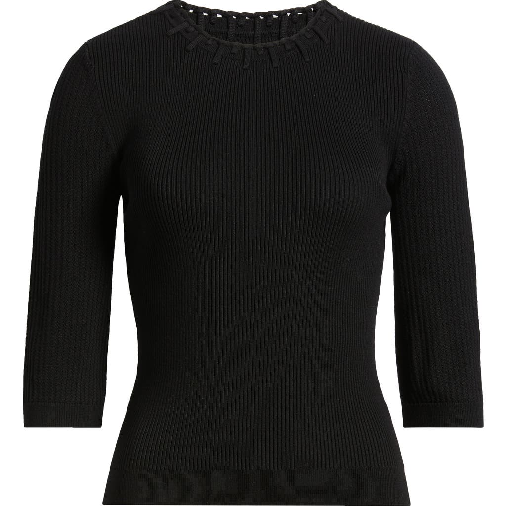 Wit & Wisdom Elbow Sleeve Rib Sweater In Black