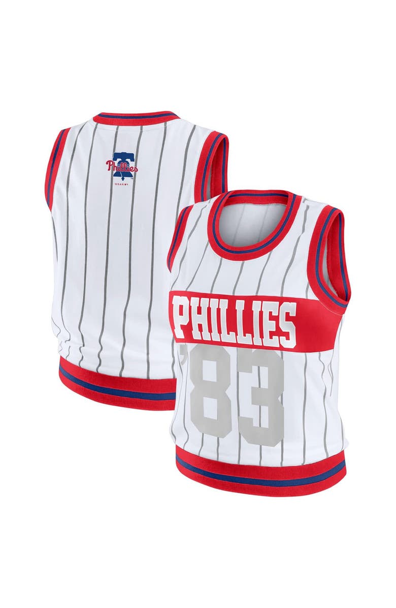 WEAR by Erin Andrews Women's WEAR by Erin Andrews White Philadelphia Phillies Sporty Tank Top, Alternate, color, White