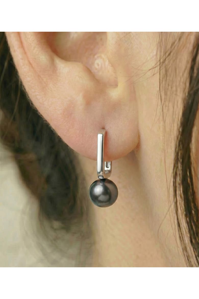 Tahitian South Sea Pearl Huggie Susie Earrings, Alternate, color, White Gold