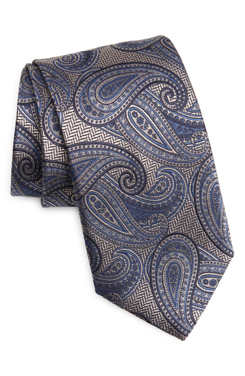 Canali Paisley Silk Tie, Main, color, 