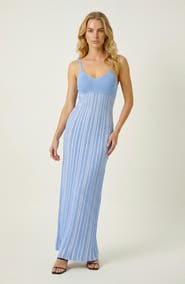 Modenaire Sleeveless Knitted Striped Maxi Dress