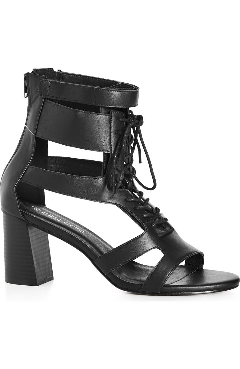 City Chic Attitude Lace Up Sandal, Main, color, Black