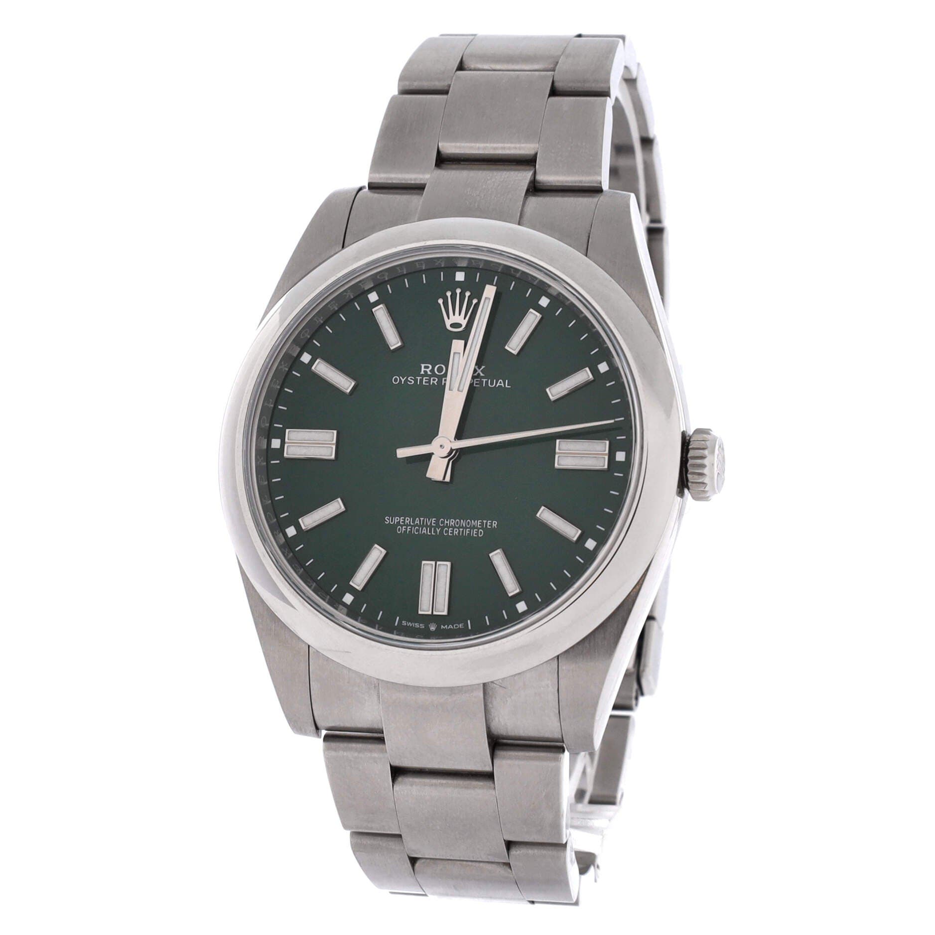 Oyster Perpetual Green Automatic Watch Stainless Steel 41, Alternate, color, Metallic Silver