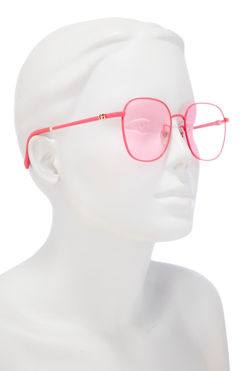Gucci 55mm Round Sunglasses, Alternate, color, Red Pink