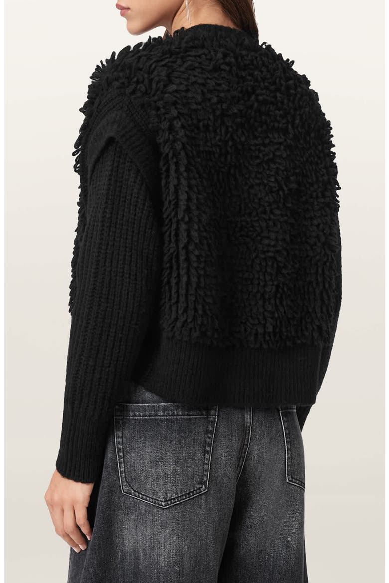 Elias Loopy Wool Blend Cardigan, Alternate, color, BLACK