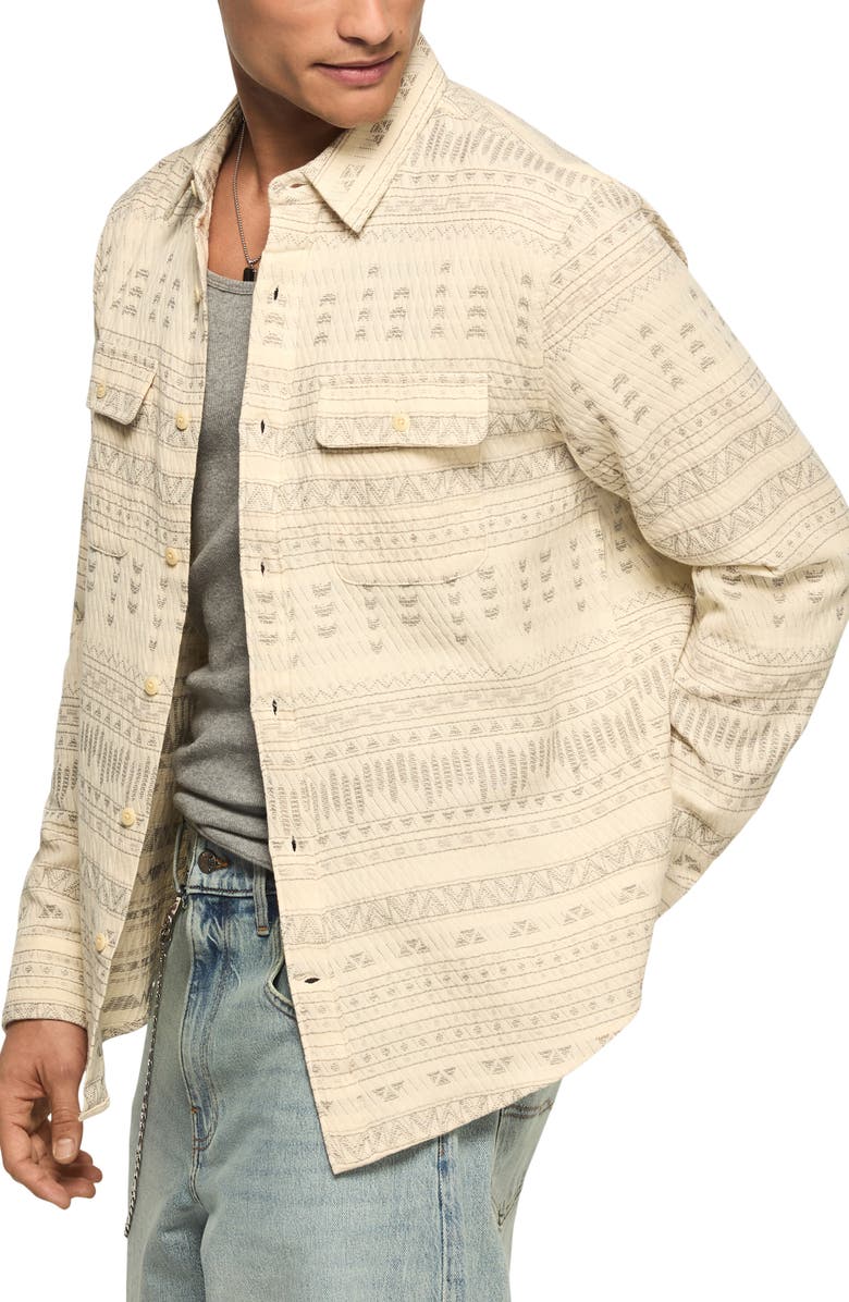 Lucky Brand Humboldt Quilted Geo Jacquard Button-Up Overshirt, Alternate, color, 