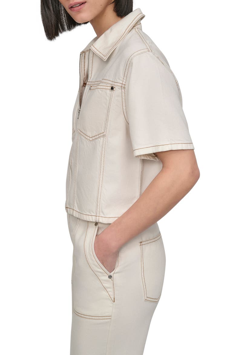 Ecru Crop Denim Jacket, Alternate, color, ECRU
