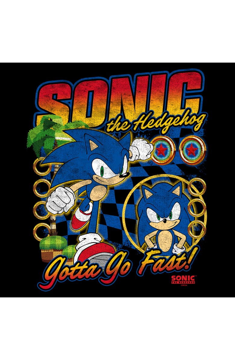 Sonic the Hedgehog Men's Sonic the Hedgehog Gotta Go Fast Distressed Graphic T-Shirt, Alternate, color, Black