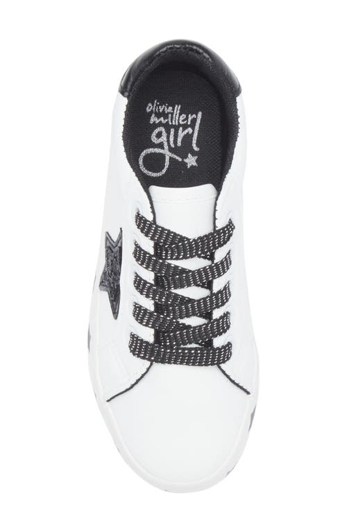 Olivia Miller Kids' Metallic Heart Sneaker In White/black