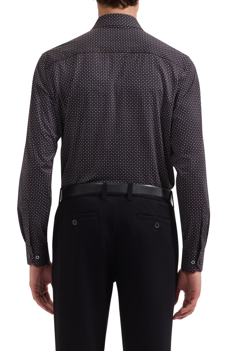 Bugatchi James OoohCotton<sup>®</sup> Geometric Print Button-Up Shirt, Alternate, color, Black