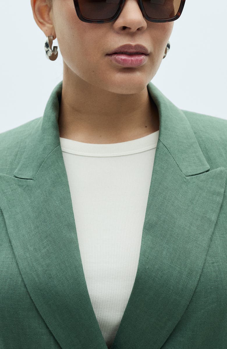 MANGO Double Breasted Linen Blazer, Alternate, color, 
