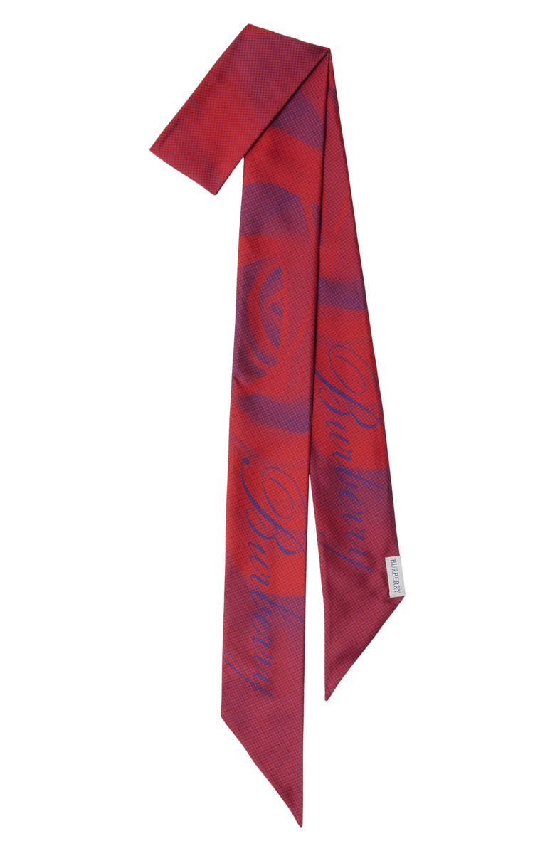 Burberry Red Rose Silk Twilly Scarf, Main, color, 