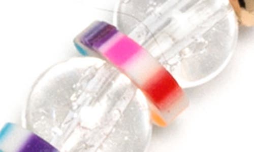 Little Words Project Stay Positive Beaded Stretch Bracelet In White