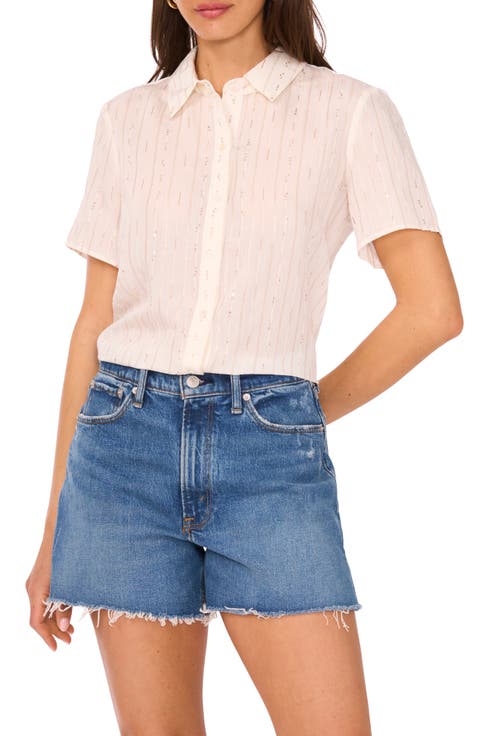 Beaded Button-Up Shirt