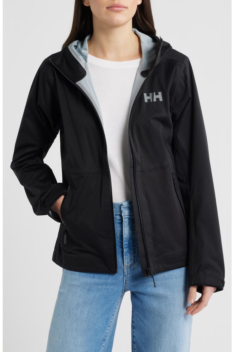 Momentum 3-Layer Waterproof Hooded Jacket, Alternate, color, BLACK