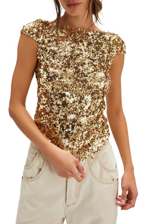 Free People Late Last Night T-Shirt in Gold 