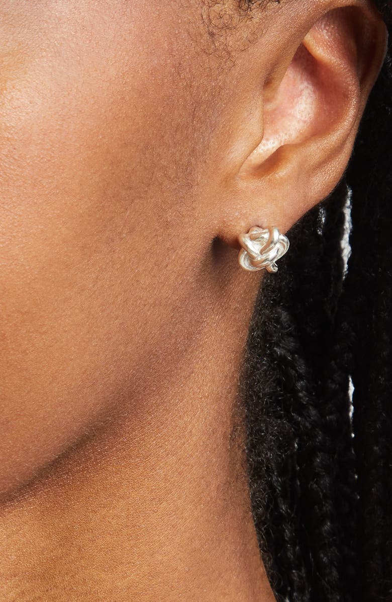SHANA CAVE Flower Knot Stud Earrings, Alternate, color, Silver