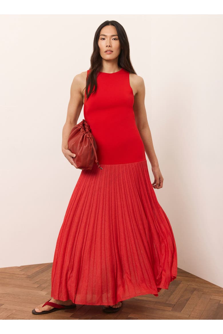 Knit Pleated Maxi Dress, Main, color, Red