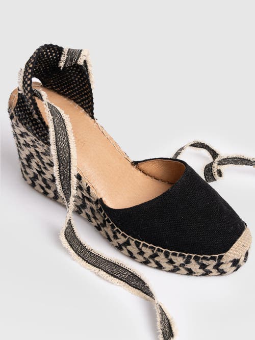 Saint + Sofia Rowe Espadrille Tie Wedges In Black