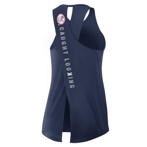 Nike Navy New York Yankees Crisscross Performance Tank Top In Blue