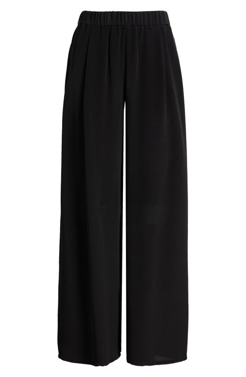 Eileen Fisher Pleated Wide Leg Silk Pants In Black