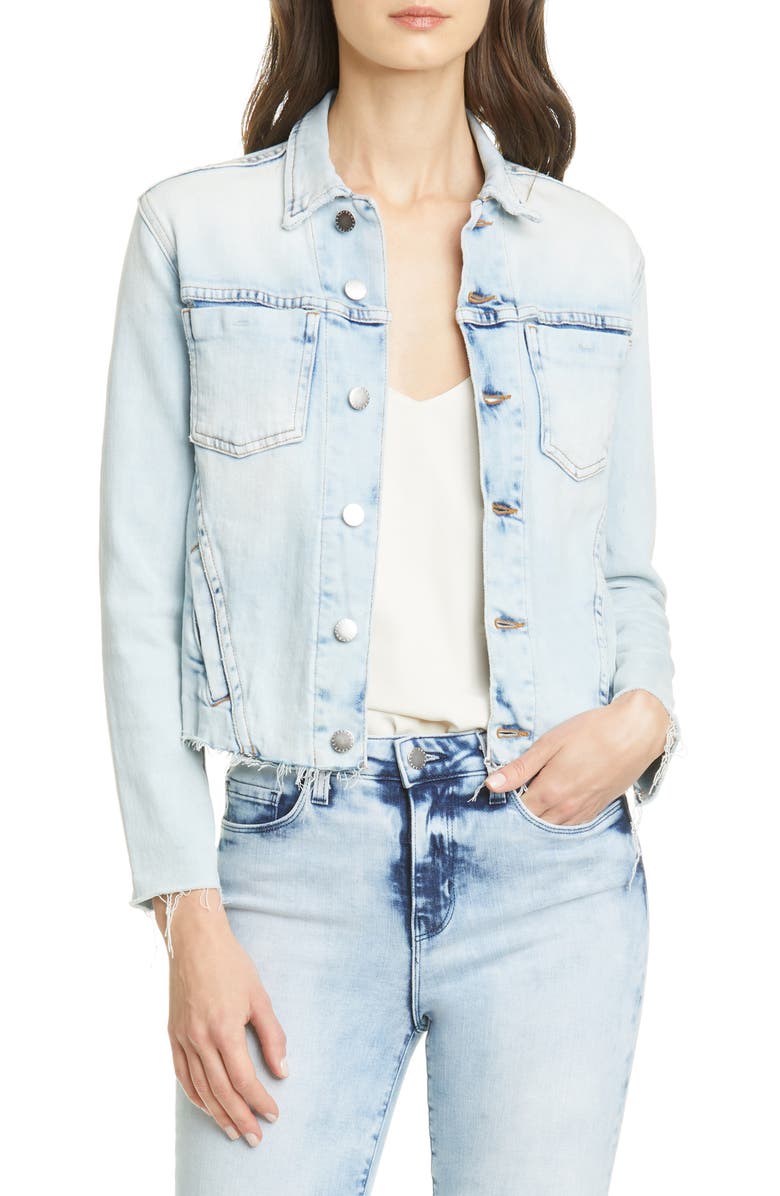 L'AGENCE Janelle Raw Cut Slim Denim Jacket, Main, color,