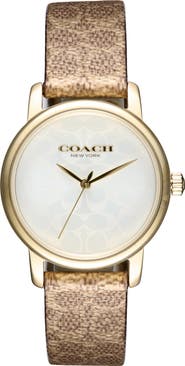 COACH Grand Leather Strap Watch, 36mm