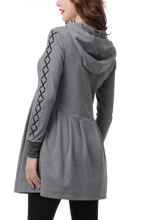 Kimi & Kai Malory Maternity/nursing Babydoll Hoodie In Gray