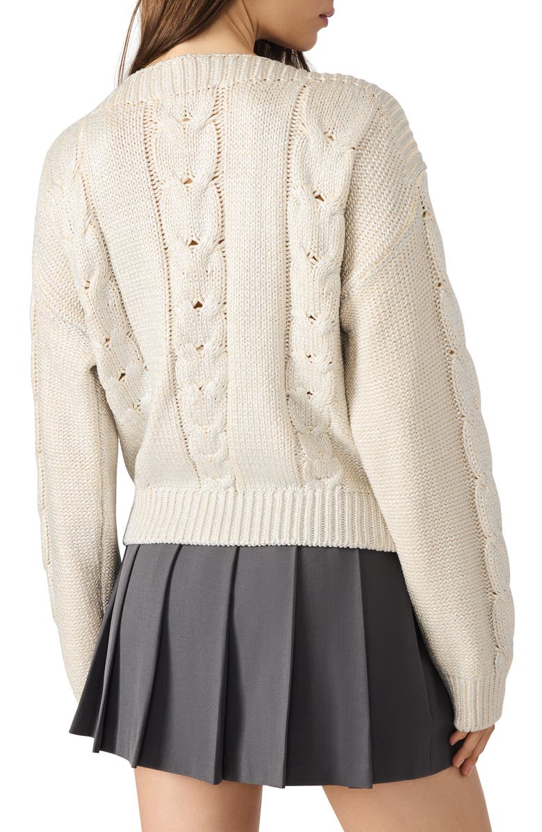 Steve Madden Debbi Cable Cotton Boat Neck Sweater, Alternate, color, Antique