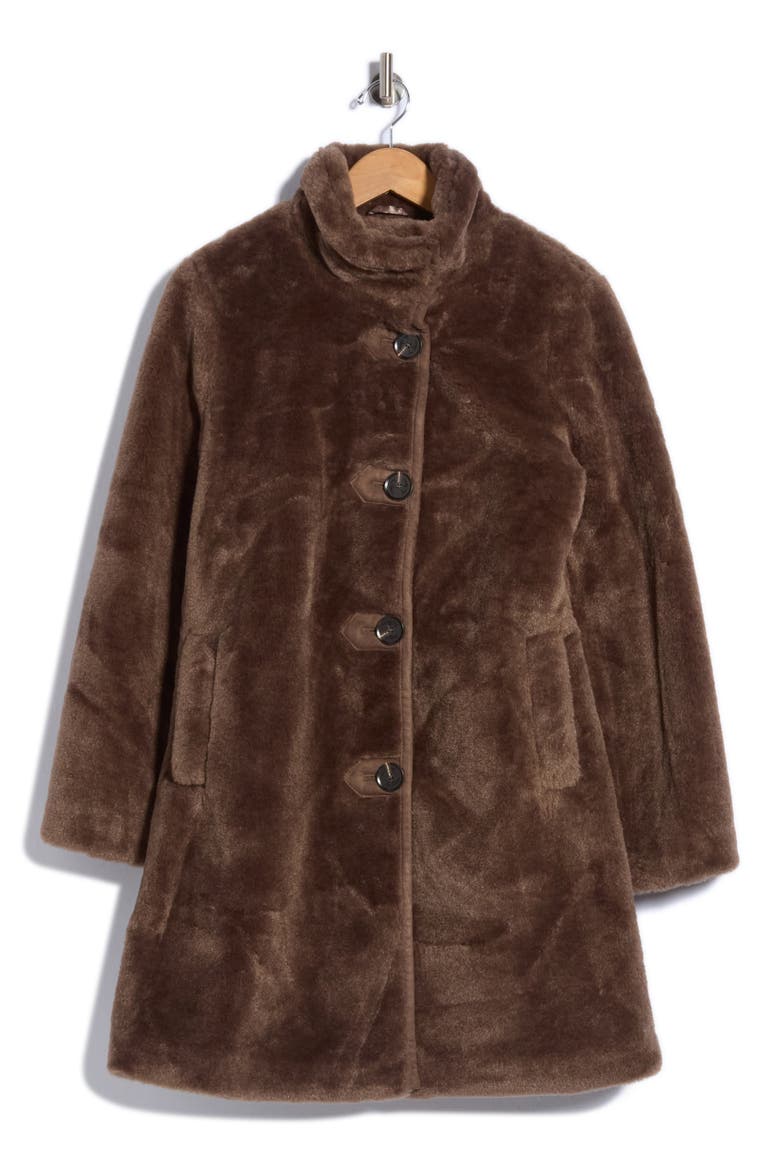 Faux Fur Stand Collar Jacket, Alternate, color, MINK