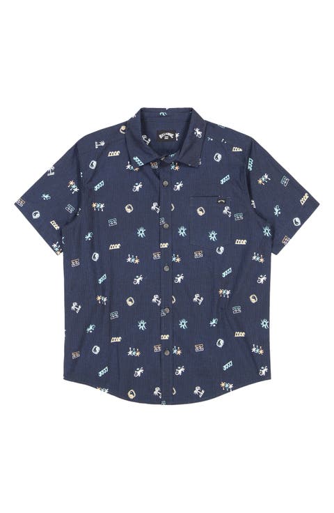 Kids' Sundays Mini Short Sleeve Button-Up Shirt (Big Kid)