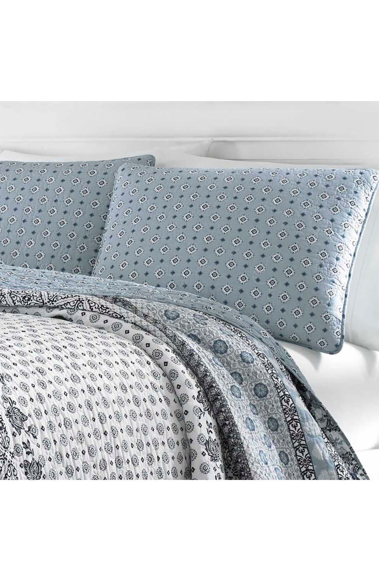 STONE COTTAGE Bexley 136 Thread Cotton Count Quilt Set, Alternate, color, Dark Blue