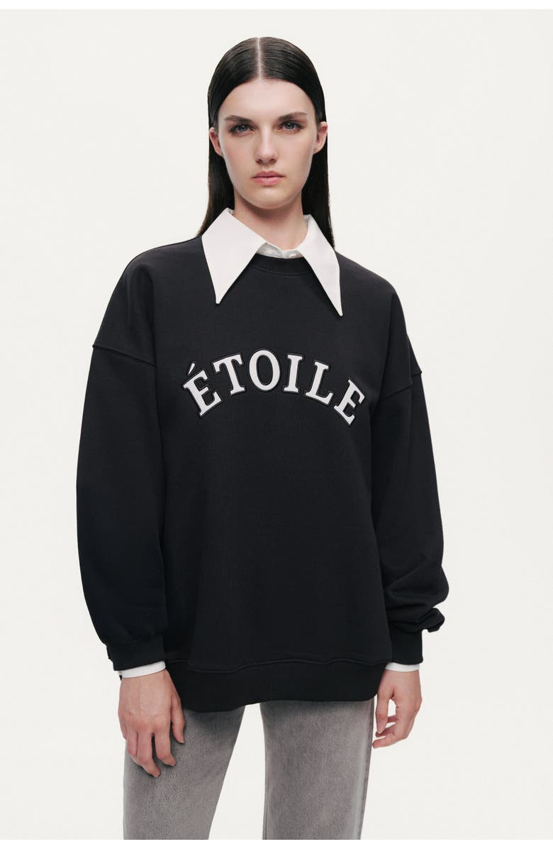 Nocturne Woven Text Logo Sweatshirt, Main, color, Black
