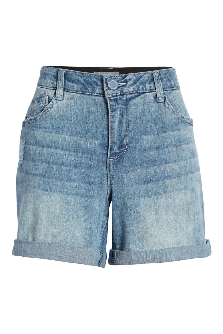 'Ab'Solution Roll Cuff Denim Shorts (Nordstrom Exclusive), Alternate, color, Bl-BLUE