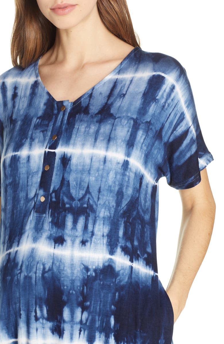 Nesting Olive Tie-Dye Maternity/Nursing Sleep Shirt, Alternate, color, 