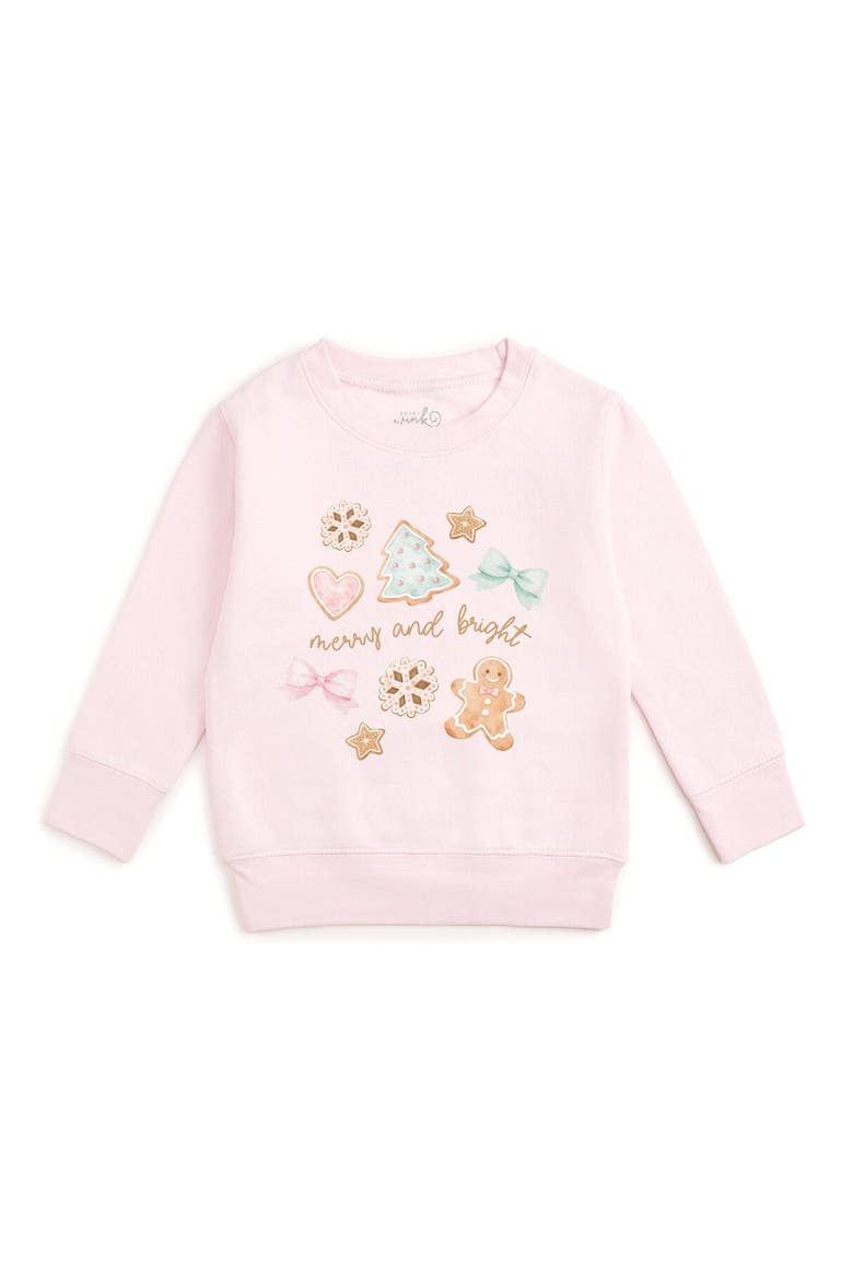 Merry and Bright Gingerbread Christmas Sweatshirt, Main, color, Ballet Pink