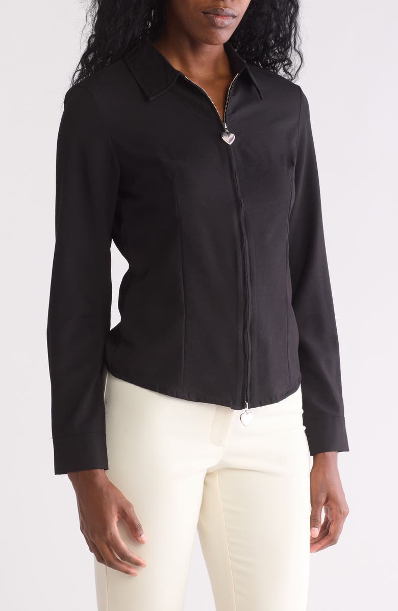 PATRIZIA LUCA Heart Zip Top, Main, color, Black