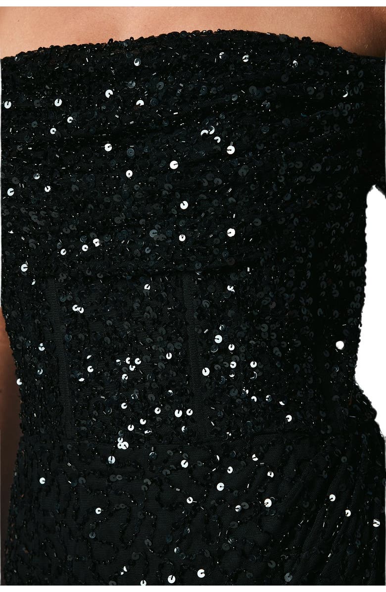 Coast Sequin Bardot Maxi Bridesmaid Dress, Alternate, color, Black