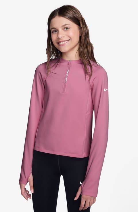 Pro Dri-FIT Half Zip Long Sleeve Top (Big Kid)