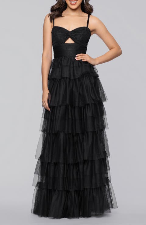 Tiered Ruffle Tulle Gown