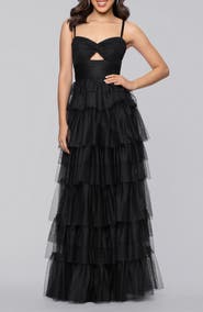 Blondie Nites Tiered Ruffle Tulle Gown