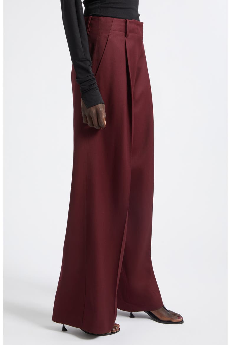 Halima Pleat Front Wool Blend Gabardine Pants, Alternate, color, OXBLOOD