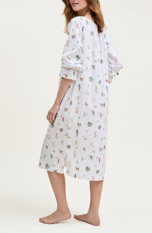Petite Plume Delphine Print Cotton Twill Nightgown In Brown