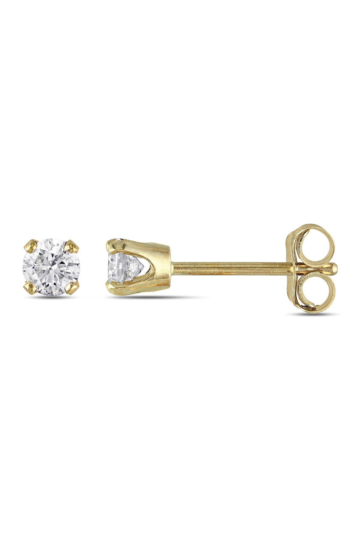 DELMAR 10K Yellow Gold Round Diamond Solitaire Earrings - 0.25 ctw