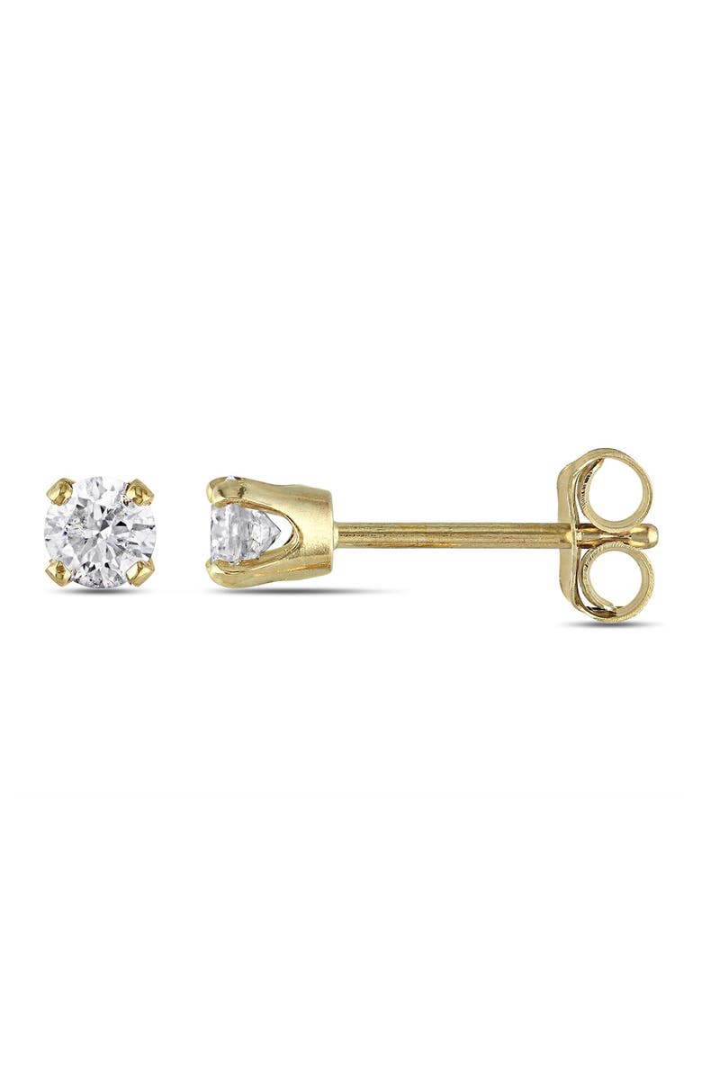 DELMAR 10K Yellow Gold Round Diamond Solitaire Earrings - 0.25 ctw, Main, color, Yellow