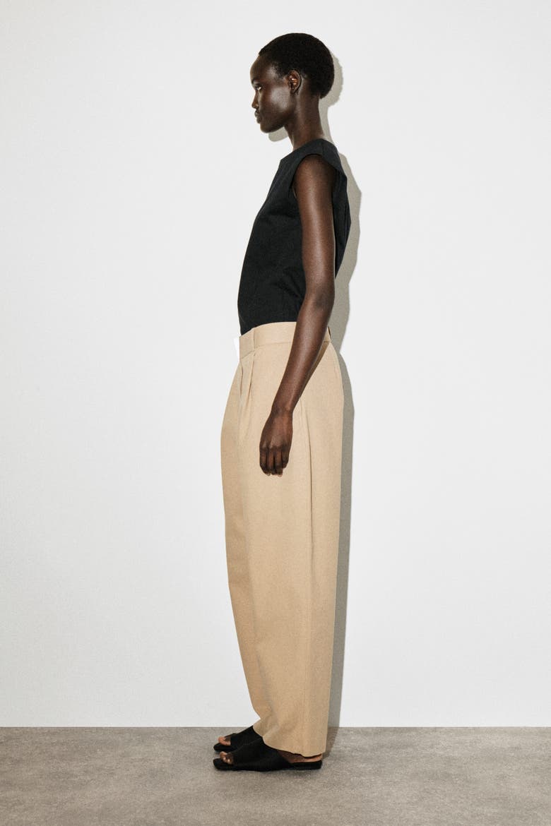 Cotton-Twill Tapered Pants, Alternate, color, BEIGE