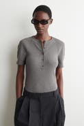 COS Rounded Ribbed Jersey Henley Top